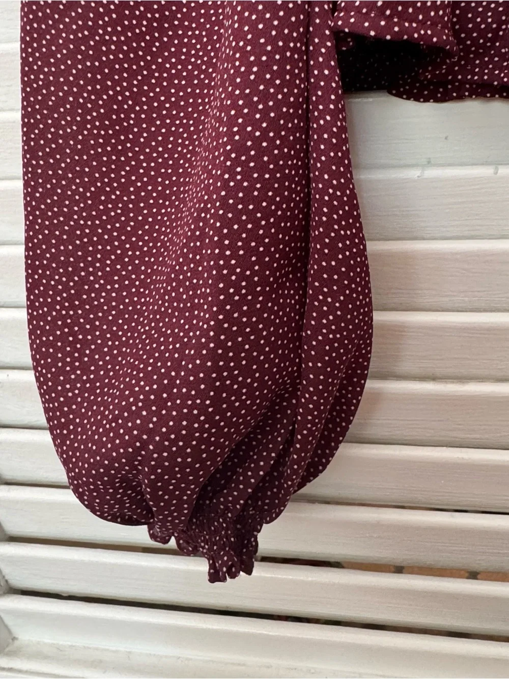 Abercrombie & Fitch Burgundy Square-Neck Puff Sleeve Blouse